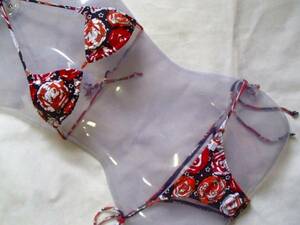 bra42 ◎【新品】値下げ　ビキニスブラジル　ブラジル 三角ビキニ 薔薇柄 S ◎