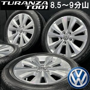 8.5～9分山★ブリヂストン TURANZA T001 205/55R16＆VW ゴルフ7純正アルミ 4本 BS240404-S2 6 8 ジェッタ/5H 112*16インチワーゲンホイール