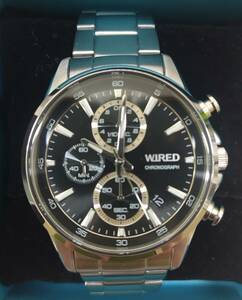 7486 美品 SEIKO セイコー WIRED ワイアード VD57-KND0 クォーツ メンズ腕時計 クロノグラフ ブラック文字盤 動作未確認 箱、取扱説明書付