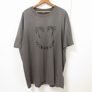 #snc ディーゼル DIESEL Tシャツ カットソー 3XL グレー系 ダメージ加工 ヤシの木 刺繍 ロゴ 大きいサイズ メンズ [908023]