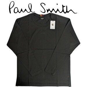 新品 ポールスミス Paul Smith 長袖 Tシャツ L カットソー 薄手アーティストストライプ ラウンジウェア ブランドロゴ チャコール 秋 冬