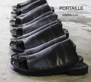 PORTAILLE ポルタユ レザーサンダル ブラック 24.5cm-25cm ヌメ革 レディース メンズ/luxe ネストローブ ヨウジヤマモト
