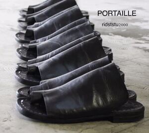 最終★PORTAILLE ポルタユ レザーサンダル ブラック 24.5cm-25cm ヌメ革 レディース メンズ/luxe ネストローブ ヨウジヤマモト