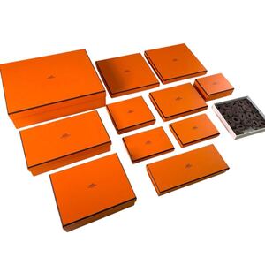 ★美品 11箱 + リボン まとめ売り HERMES エルメス 空箱 BOX オレンジボックス 保存箱 大サイズ〜小サイズ ブランド品 中古品 管理L68