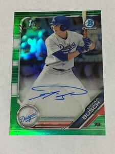 MICHAEL BUSCH 2019 BOWMAN CHROME RC GREEN REFRACTOR AUTO /99 CUBS DODGERS