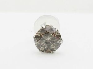 Pt900 天然ダイヤモンド0.55ct グレー系ブラウンダイヤ　新品　片耳のみ　ダイヤピアス　大粒　お買い得　男女兼用　0612-6