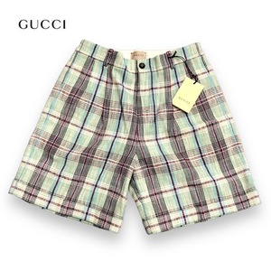 【ITG2QJHBRR6K】未使用 GUCCI グッチ チルドレンズ GG コットン×リネン ショートパンツ 10 キッズ グリーン 67830