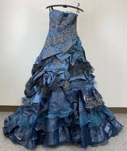 E31ID14 Ayako Miake アヤコ ミヤケ ウェディングドレス カラードレス ネイビー ブルーグレー 中古 9T 貸衣装 オーロラ