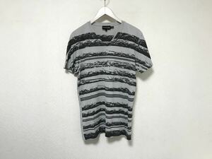 本物エンポリオアルマーニEMPORIO ARMANIコットンVネック半袖Tシャツメンズアメカジサーフミリタリービジネススーツグレー柄S