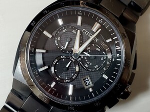 CITIZEN ATTESA アテッサ【AT3014-54E／E610-T018513】紳士用クロノグラフモデル DLCブラック エコドライブ 電波ソーラー