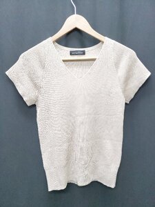 ◇ ⊂ green label relaxing UNITED ARROWS コットン 半袖 リブニット カットソー ベージュ レディース P