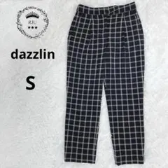 dazzlin◆ダズリン チェック柄テーパードパンツ S ネイビー タック 秋冬