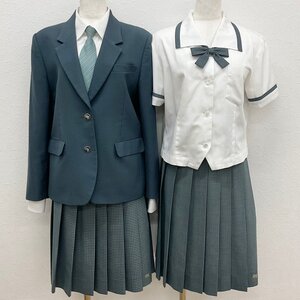 U876/S1319(中古)岐阜県 岐阜農林高校 女子制服6点 /ブレザー,ブラウス:L/スカート:W69,W72/ネクタイ/緑系/チェック柄/VARSITYMATE/卒業生