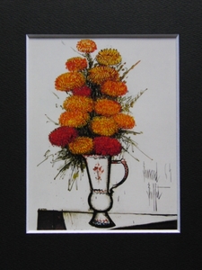 ベルナール・ビュッフェ、Bernard Buffet、Vase de Dahlias、希少画集より、新品額装付