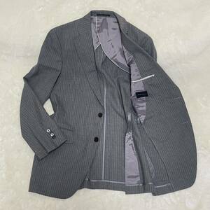 THE SUIT COMPANY ALPE SOLIVO イタリア生地 スーツカンパニー　テーラージャケット　 グレー ストライプ　Lサイズ