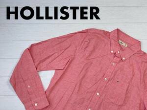 ☆送料無料☆ HOLLISTER ホリスター 古着 長袖 ロゴ ボタンダウン シャツ メンズ M レッド トップス 中古 即決