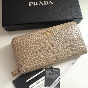 【美品】579 PRADA プラダ ラウンドファスナー 長財布 クロコダイル