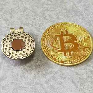 マグネット式　ゴルフ　マーカー　ビットコイン　ゴールド　帽子　未使用