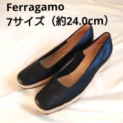 S055 サルヴァトーレフェラガモ パンプス 7 ブラック Ferragamo