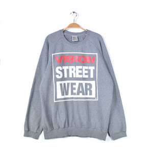 【送料無料】ヴィジョンストリートウェア ビッグロゴ スウェット 霜降りグレー スケート スケボー VISION STREET WEAR メンズXL @CF0883