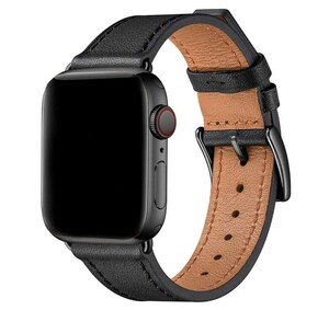 [新品][送料込] BesBand コンパチブル 黒/黒　apple watch アップルウォッチ バンド 　* 38mm 40mm 41mm 本革 