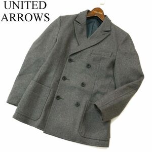 UNITED ARROWS ユナイテッドアローズ 秋冬 メルトン ウール★ Pコート ジャケット Sz.S　メンズ グレー 日本製　A3T12186_A#N