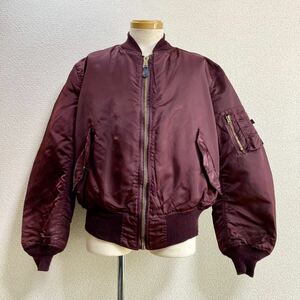 【made in USA】美品レアカラー90s ALPHA INDUSTRIESアルファ MA-1 フライトジャケット XL バーガンディ/マルーン/ワインレッド Ma1 USA製