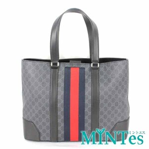 Gucci グッチ 495560 GGスプリーム トートバッグ グレー×ブラック GGスプリームキャンバス メンズ ビジネスシーン 通勤通学 小旅行 男性