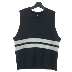 【中古】STUSSY BRUSHED MOHAIR VEST サイズS ブラック ベスト ステューシー[240017554124]