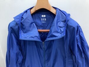 ブルゾンパーカ　ゴルフブルゾン　ウインドブレイカー　高密平織布　防風　ダークブルー　Ｌ　ＵＮＩＱＬＯ★中古品格安！