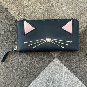 Kate Spade ケイト・スペード ネコモチーフ 2つ折り財布 ブラック