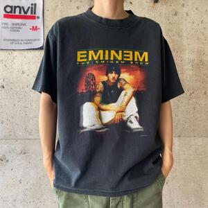 XZ381 Tシャツ 00s エミネム THE EMINEM SHOW 2002 古着 ビンテージ M サイズ アンビル タグ ブラック 色