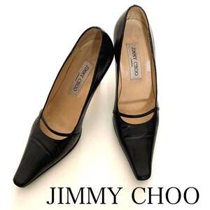 JIMMY CHOO ジミーチュウ パンプス カーフ レザー ブラック 黒 23.0 ～ 23.5 相当 プレーンパンプス