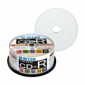 【新品】(まとめ) RITEK データ用CD-R 700MB1-52倍速 ホワイトワイドプリンタブル スピンドルケース CD-R700EXWP.30R