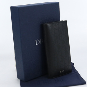 中古良品Christian Dior ディオールオブリークギャラクシー 2つ折り財布 2ESBC002VPD H03E ブラック