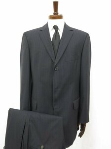 HH超美品【ヒューゴボス HUGO BOSS】シングル3ボタン ウール100％ スーツ (メンズ) size52 ネイビー系 ストライプ織柄 □34RMS9724□