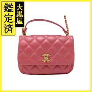 CHANEL シャネル マトラッセ チェーンショルダーバッグ 2way メタリックレッド/GP レザー 【460】2146000401626