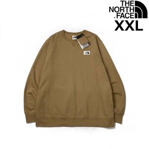 1円～!売切!【正規新品】THE NORTH FACE◆W HERITAGE PATCH CREW トレーナー US限定 裏起毛 男女兼用 大きいサイズ(XXL)ベージュ 181130-5