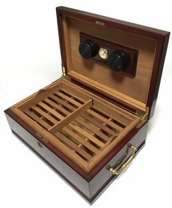 葉巻ケース シガーケース シガーボックス / ヒュミドール Humidor / 小物入れ 収納ケース 木製 ウッド 湿度計 / アンティーク ヴィンテージ