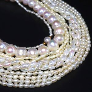 大特価!!1円〜!!5本おまとめ!!▲本真珠ネックレス5本おまとめ▲J 約147.0g 約40.0-46.0mm珠 pearl necklace jewelry DH1/- C155