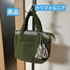 美品　カリフォルニア　おしゃれトートバッグ　カーキー