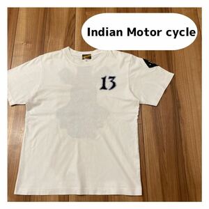 Indian Motor cycle インディアンモーターサイクル Tシャツ 半袖 ビッグロゴ 刺繍ロゴ ホワイト サイズM相当 玉mc1624