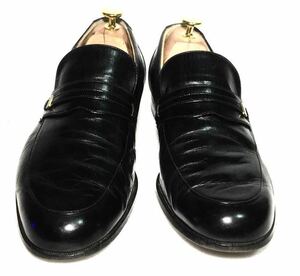 即決 BALLY VASANO バリー MadeinSwitzerland メンズ レザーシューズ ローファー 7.5F(24.5～25cm位) Black 黒色 カジュアル 本革 中古