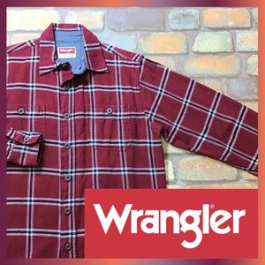 ME9-039★アメリカ買付商品★良品【Wrangler ラングラー】長袖 ネルシャツ【メンズ S】赤 ワーク バイク キャンプ アウトドア USA古着