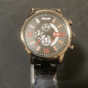 YOLAKO クォーツ 腕時計 金属ベルト　新品/未使用　稼働チェック済　ケース径45.1mm