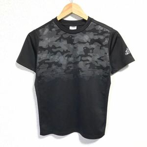 H1036dh【adidas アディダス】サイズ 150 半袖 Tシャツ キッズ ブラック スポーツウェア サッカー メッシュ パフォーマンスロゴ