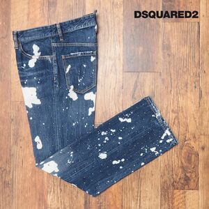 1円/DSQUARED2/46サイズ/デニムパンツ S74LB1149 ROADIE JEAN スタッズ＆ペイント加工 イタリア製 ストレート 新品/青/ブルー/hd752/