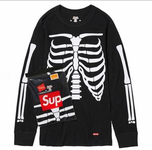 Supreme シュプリーム Supreme Hanes Bones Thermal Crew Black ヘインズ ボーンズ サーマル ボックスロゴ クルー Tシャツ