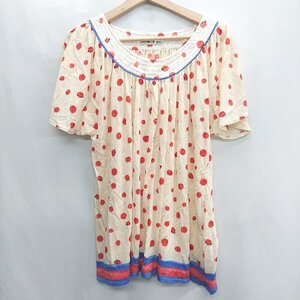 ◇ ⊂ Φ TSUMORI CHISATO ツモリチサト ドット柄 半袖 ブラウス サイズ2 クリーム レッド レディース E