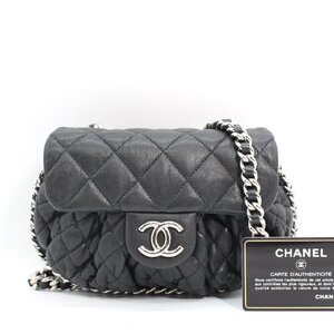 ヤフオク特価 M320 美品 シャネル CHANEL マトラッセ ラウンドチェーン シングルチェーンショルダーバッグ 斜め掛け 黒 中古